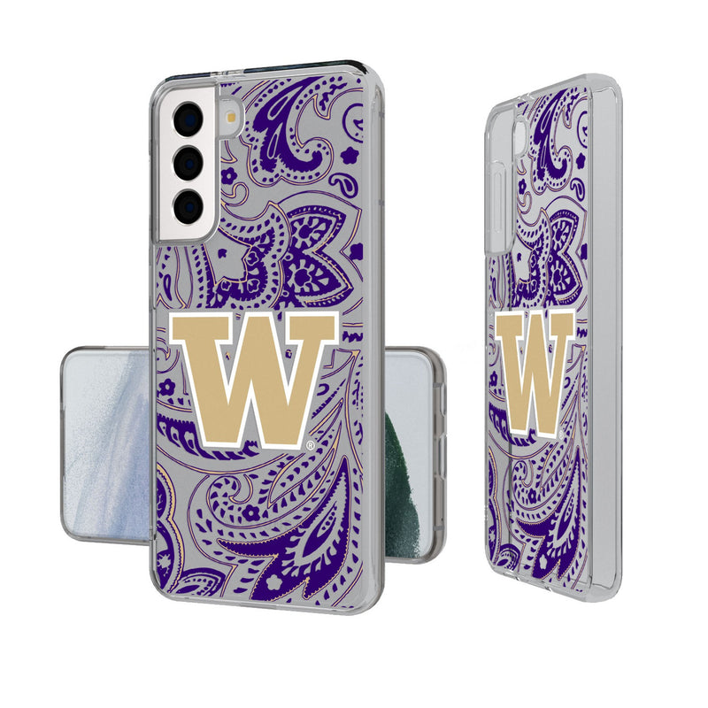 University of Washington Huskies Paisley Galaxy Clear Phone Case