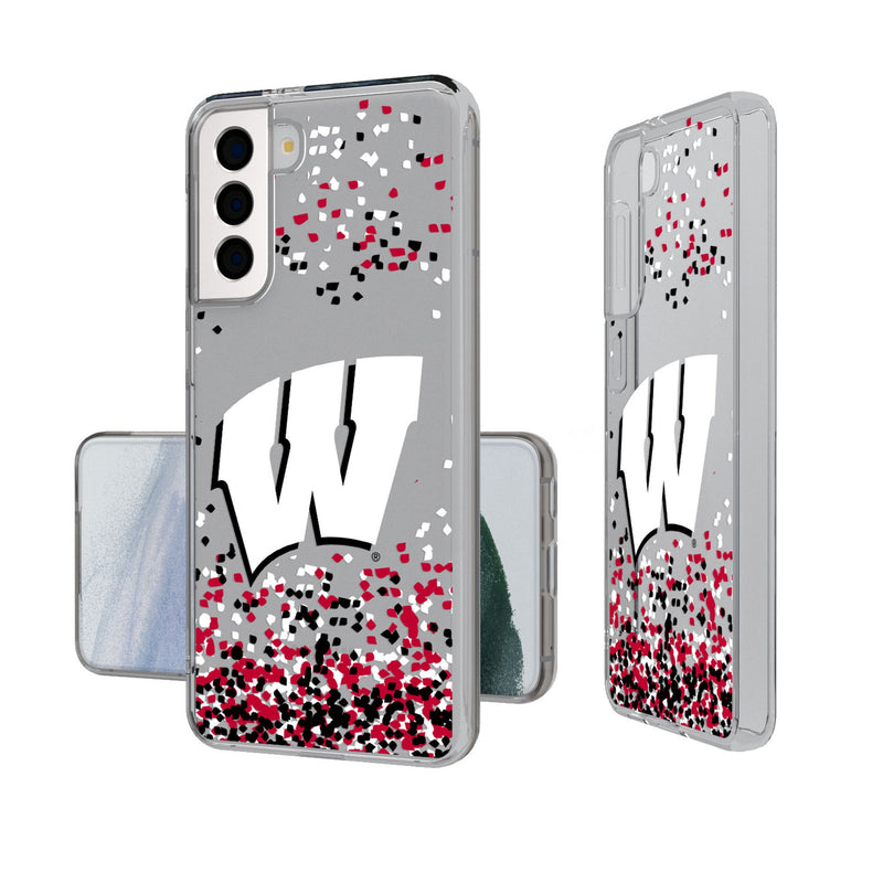 University of Wisconsin Badgers Confetti Galaxy Clear Phone Case