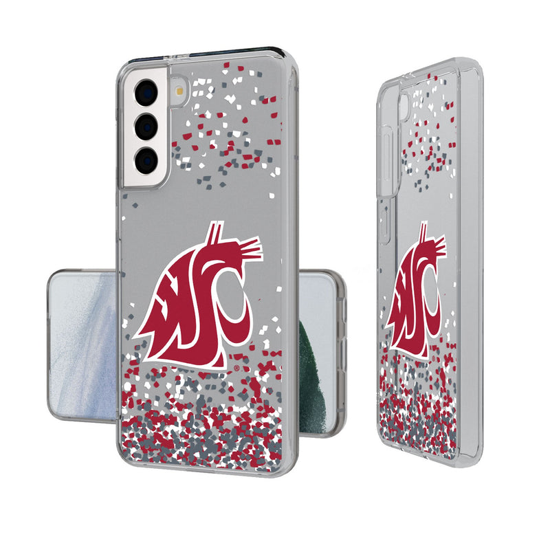 Washington State University Cougars Confetti Galaxy Clear Phone Case