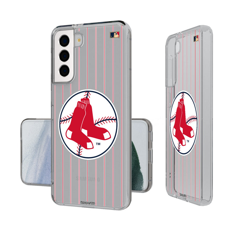 Boston Red Sox 1970-1975 - Cooperstown Collection Pinstripe Galaxy Clear Phone Case