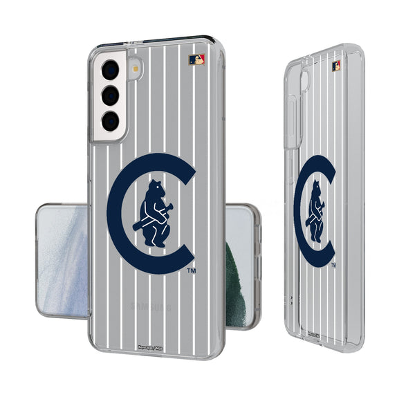 Chicago Cubs 1911-1912 - Cooperstown Collection Pinstripe Galaxy Clear Phone Case