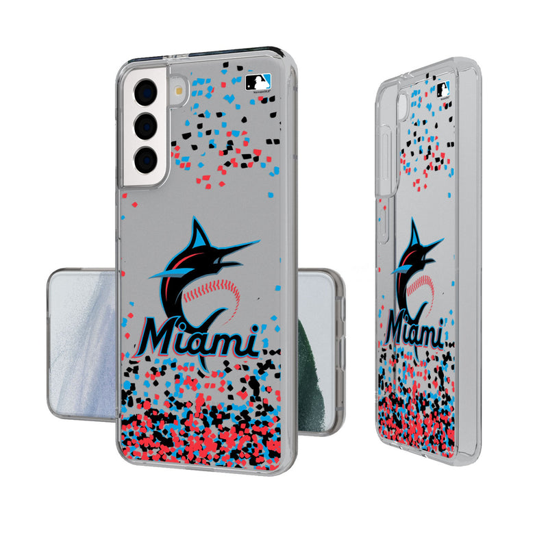 Miami Marlins Confetti Galaxy Clear Phone Case