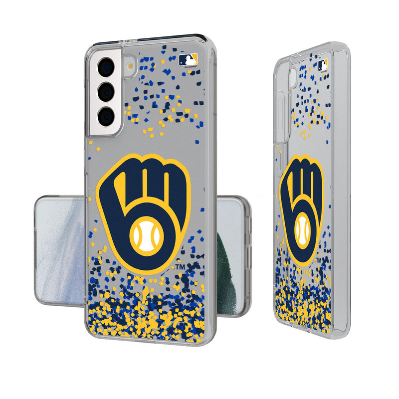 Milwaukee Brewers Confetti Galaxy Clear Phone Case