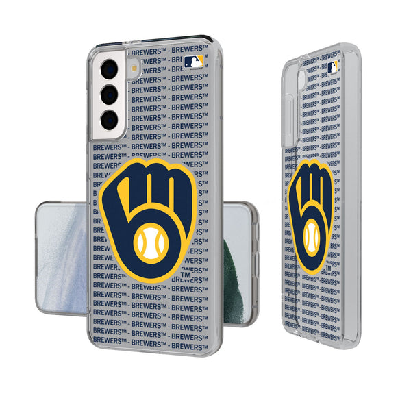 Milwaukee Brewers Text Backdrop Galaxy Clear Phone Case