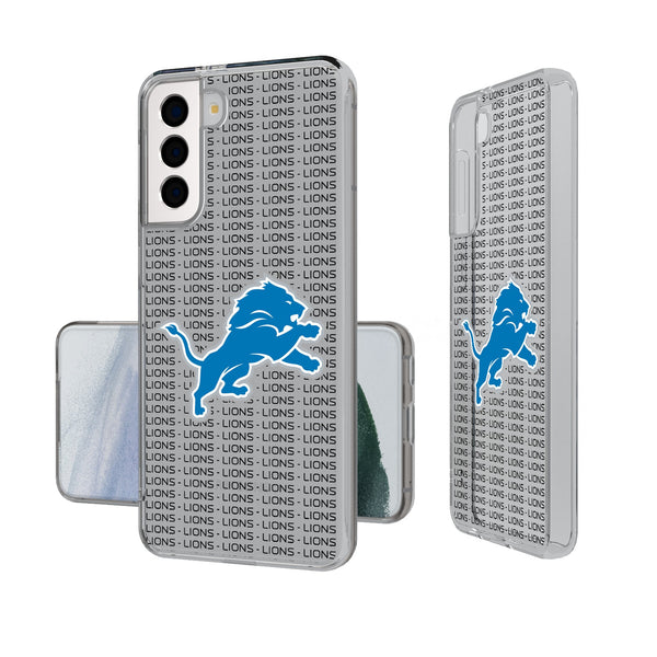 Detroit Lions Text Backdrop Galaxy Clear Phone Case