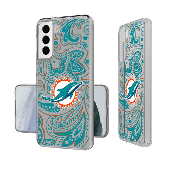 Miami Dolphins Paisley Galaxy Clear Phone Case