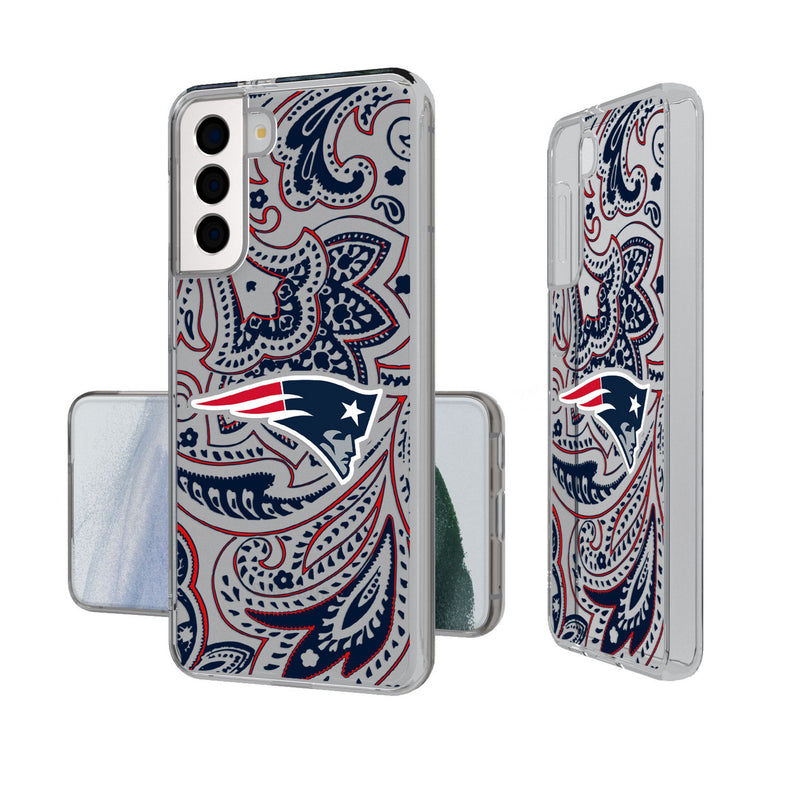 New England Patriots Paisley Galaxy Clear Phone Case