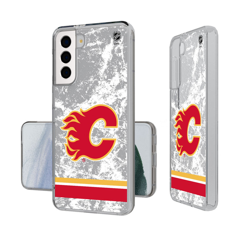 Calgary Flames Ice Stripe Galaxy Clear Phone Case