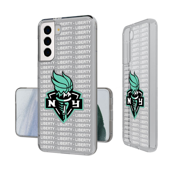 New York Liberty Text Backdrop Galaxy Clear Phone Case