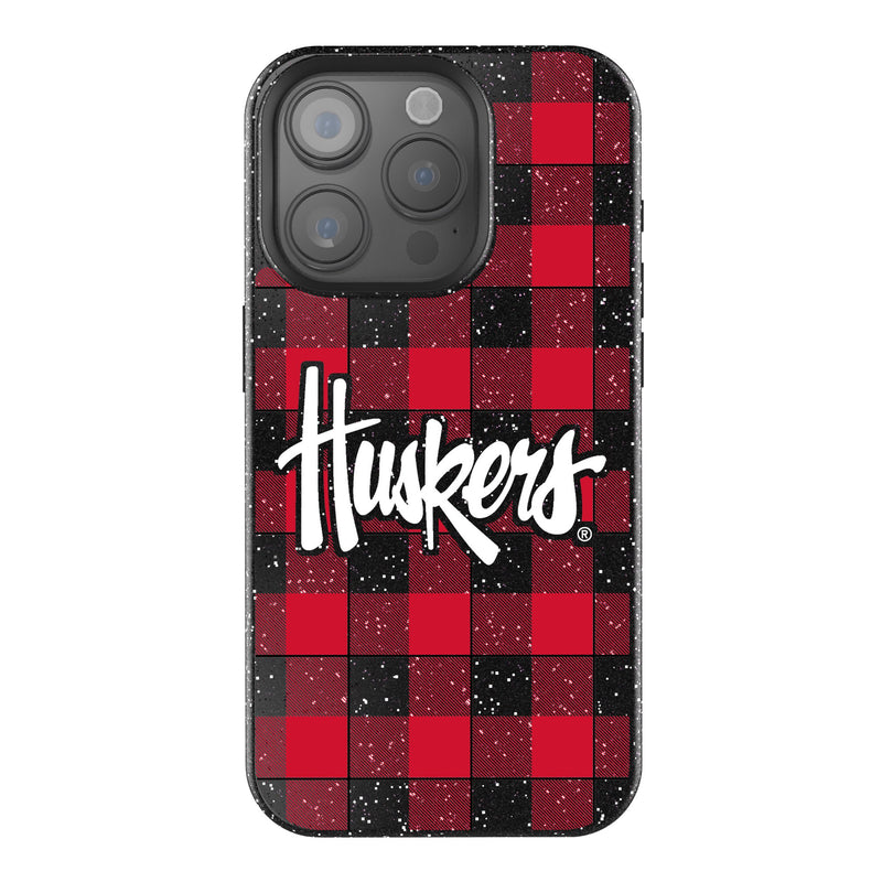 University of Nebraska Huskers Plaid iPhone Bling Phone Case