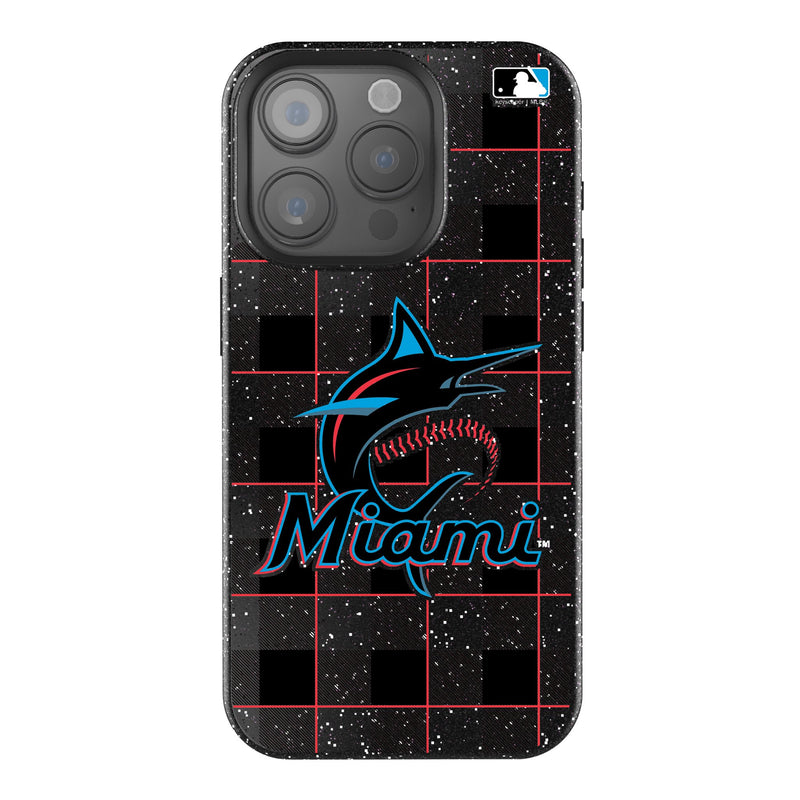 Miami Marlins Plaid iPhone Bling Phone Case