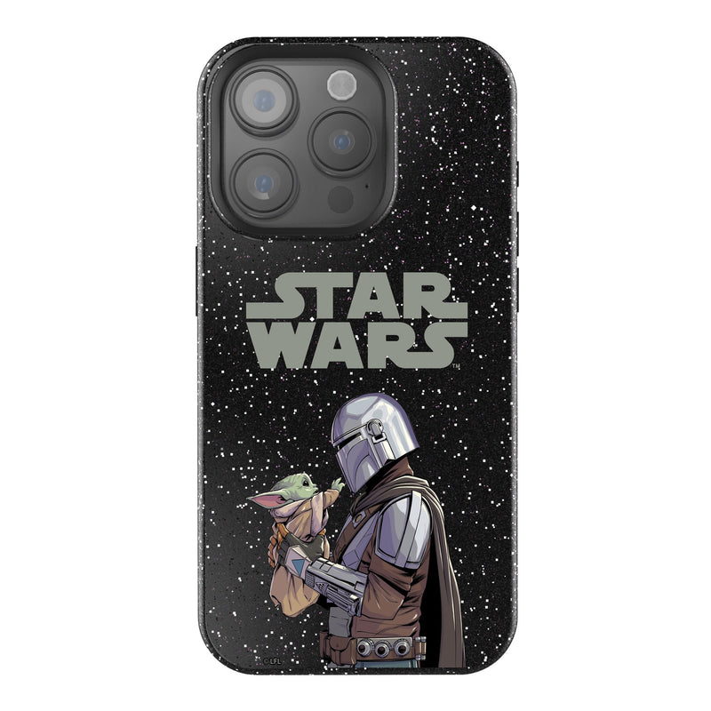 Star Wars: The Mandalorian Grogu and Din Djarin Color Block iPhone Bling Phone Case