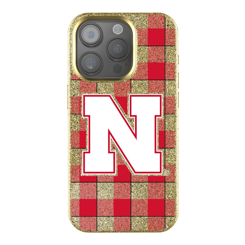 University of Nebraska Huskers Block N Plaid iPhone Bling Phone Case