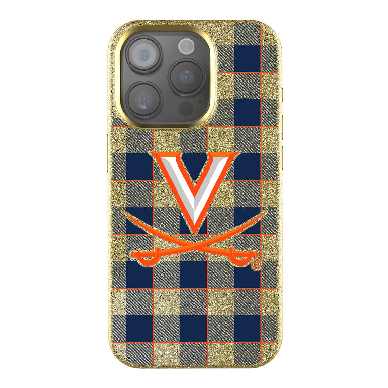 University of Virginia Cavaliers Plaid iPhone Bling Phone Case