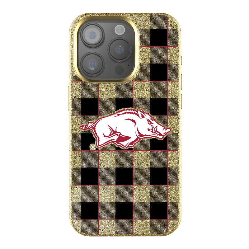 University of Arkansas Fayetteville Razorbacks Plaid iPhone Bling Phone Case