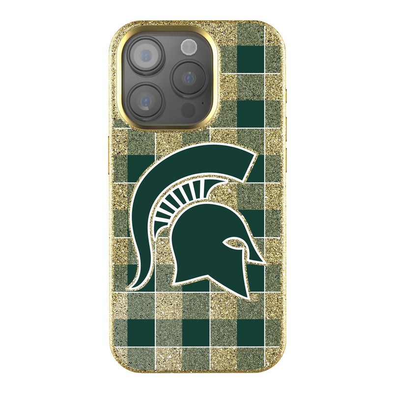 Michigan State University Spartans Plaid iPhone Bling Phone Case