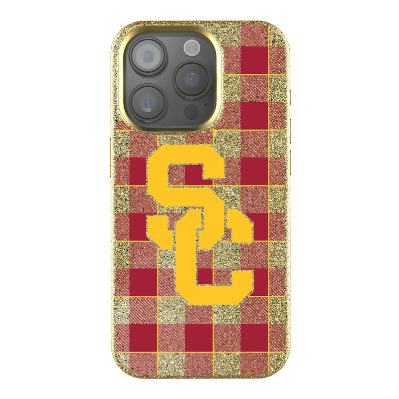 University of Southern California Trojans Plaid iPhone Bling Phone Case