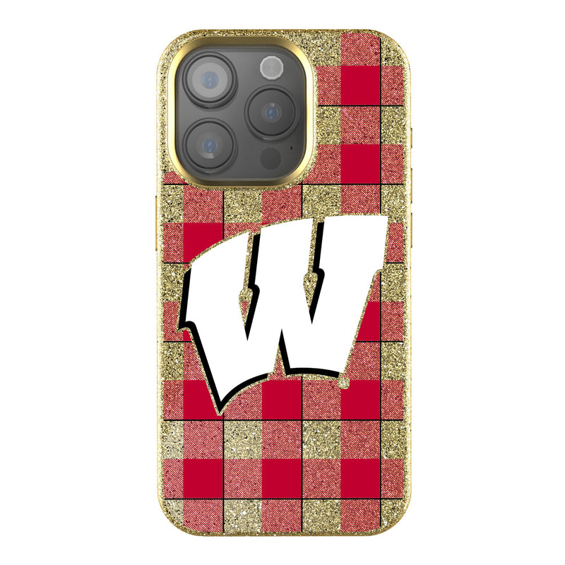 University of Wisconsin Badgers Plaid iPhone Bling Phone Case