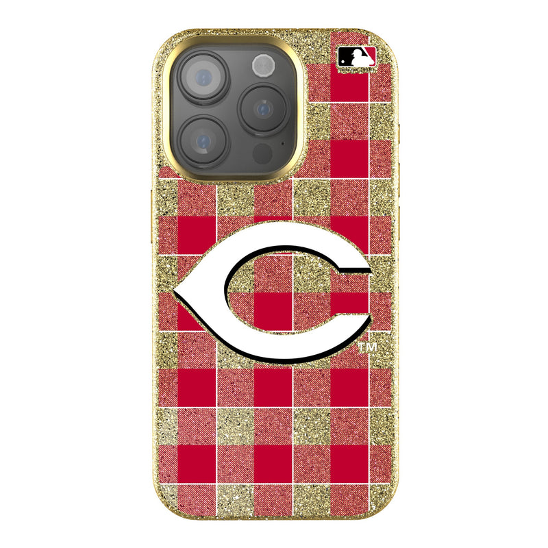 Cincinnati Reds Plaid iPhone Bling Phone Case