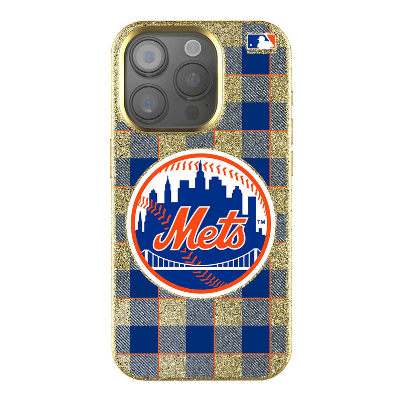 New York Mets Plaid iPhone Bling Phone Case