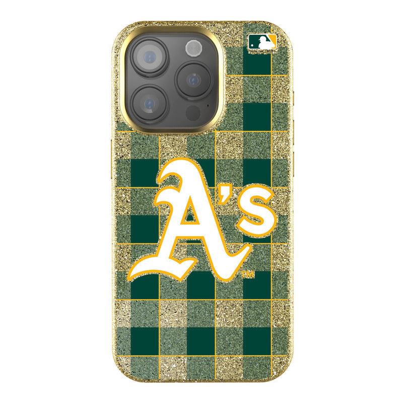 Oakland Athletics Plaid iPhone Bling Phone Case