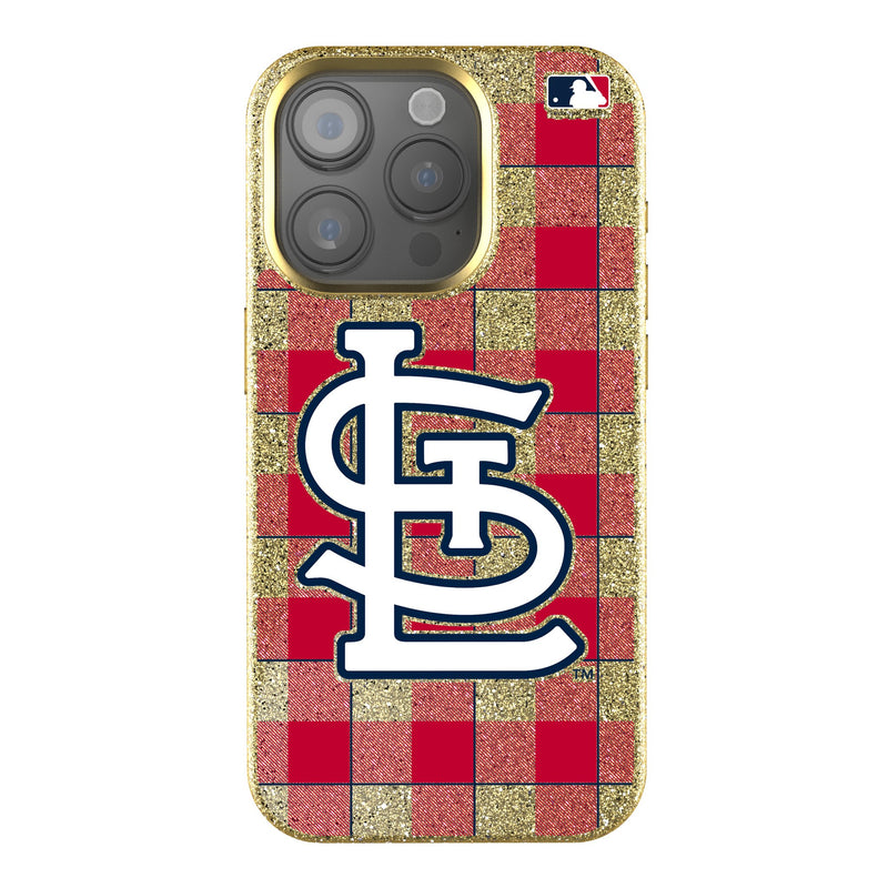 St Louis Cardinals Plaid iPhone Bling Phone Case