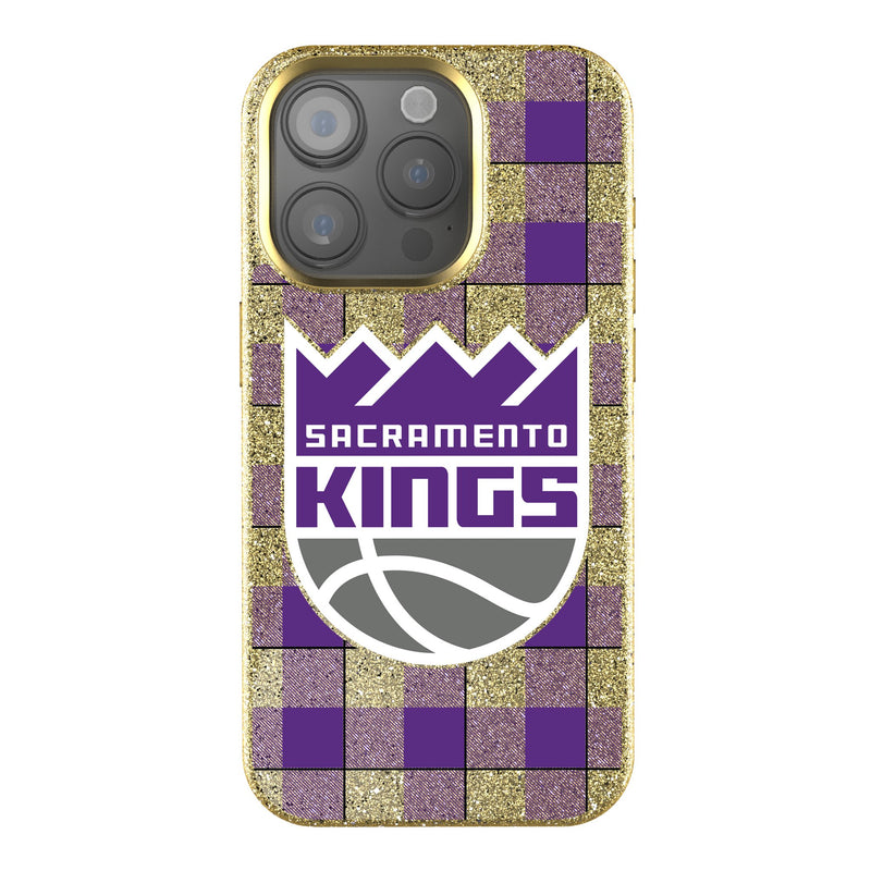 Sacramento Kings Plaid iPhone Bling Phone Case