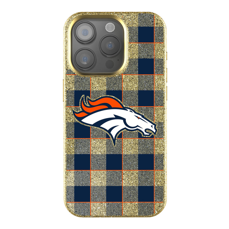 Denver Broncos Plaid iPhone Bling Phone Case