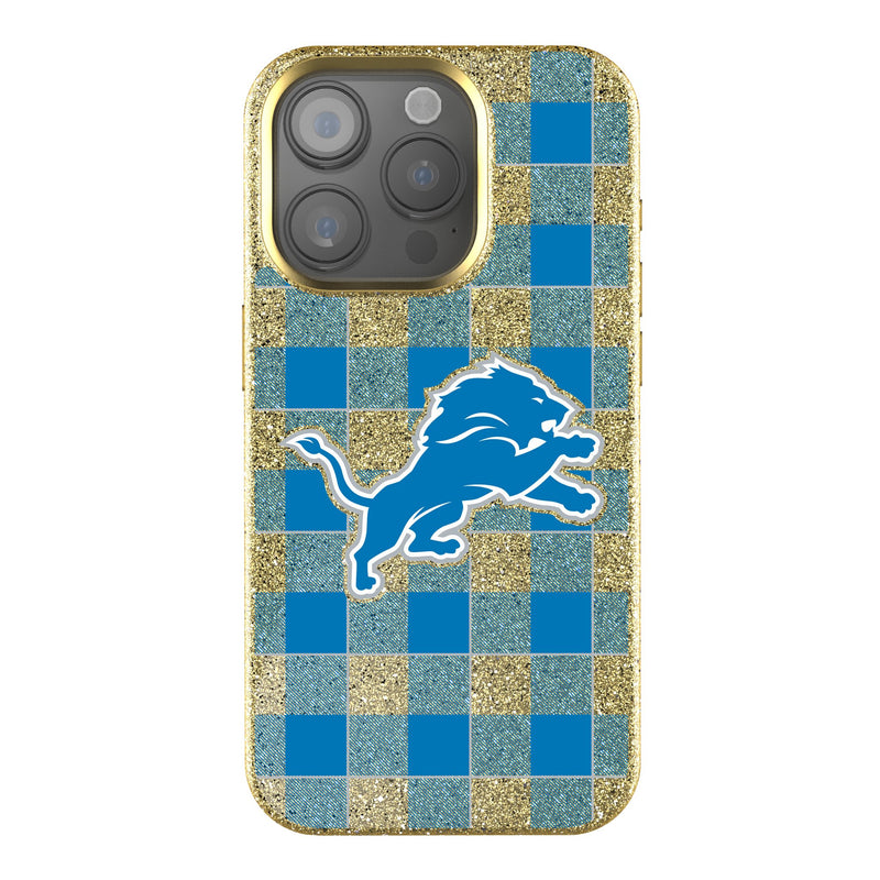 Detroit Lions Plaid iPhone Bling Phone Case