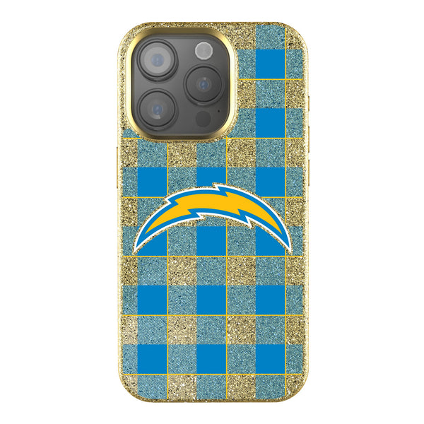 Los Angeles Chargers Plaid iPhone Bling Phone Case