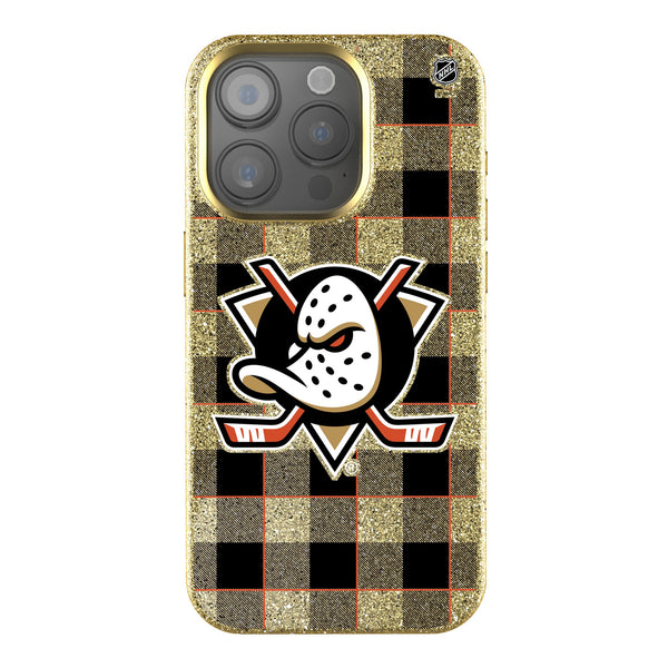 Anaheim Ducks Plaid iPhone Bling Phone Case