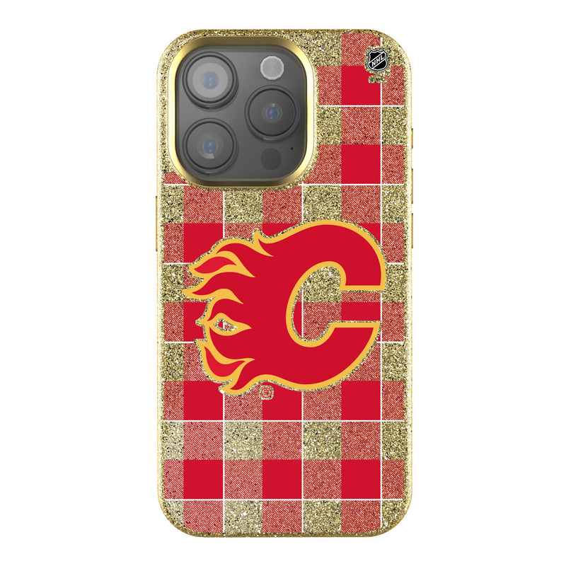 Calgary Flames Plaid iPhone Bling Phone Case