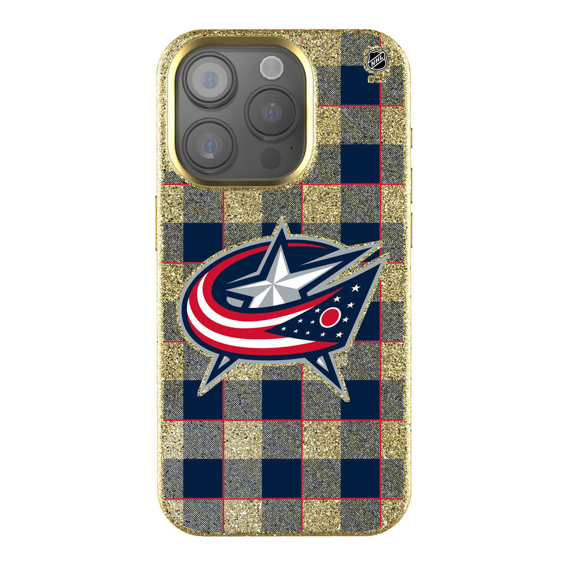 Columbus Blue Jackets Plaid iPhone Bling Phone Case