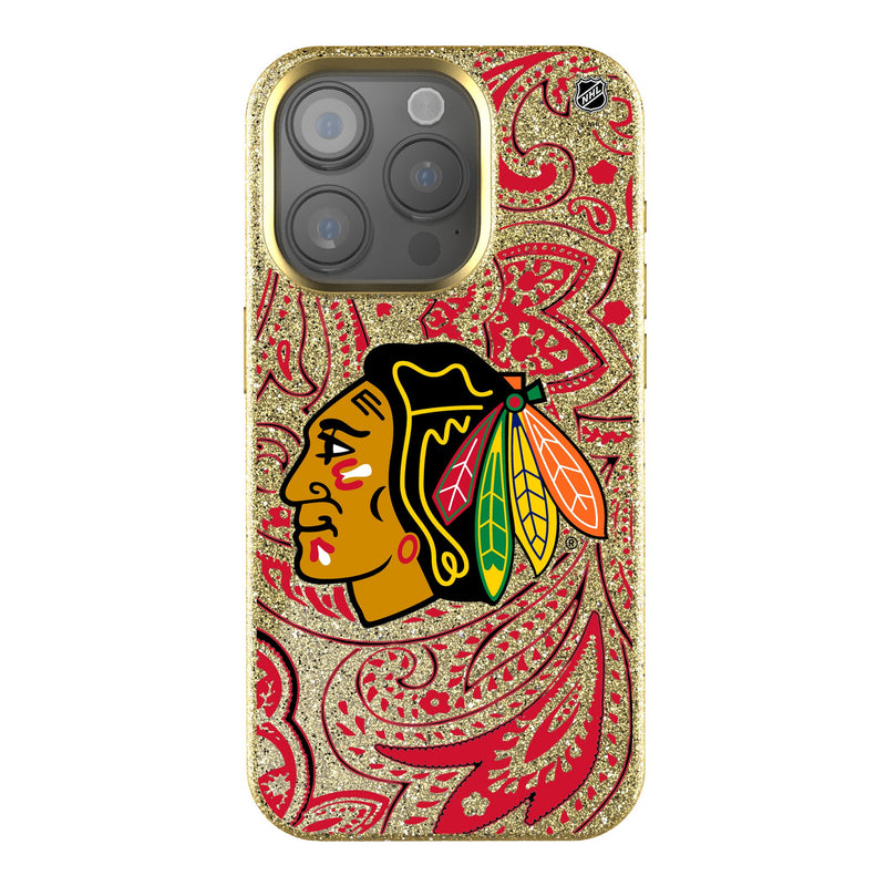 Chicago Blackhawks Paisley iPhone Bling Phone Case