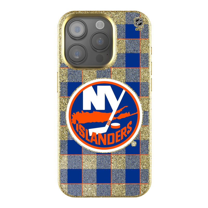 New York Islanders Plaid iPhone Bling Phone Case