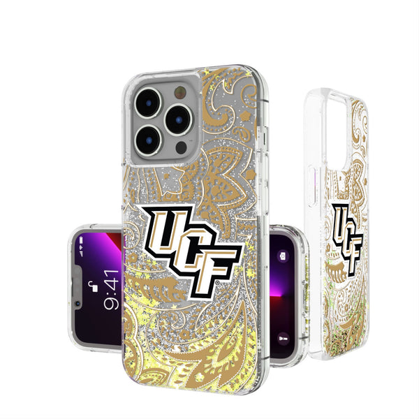 University of Central Florida Golden Knights Paisley iPhone Glitter Phone Case