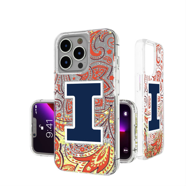 University of Illinois Fighting Illini Paisley iPhone Glitter Phone Case