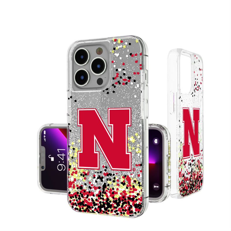 University of Nebraska Huskers Block N Confetti iPhone Glitter Phone Case