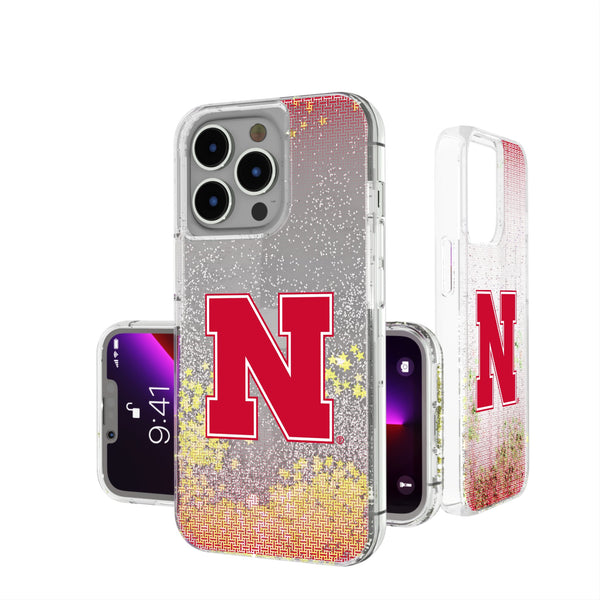 University of Nebraska Huskers Block N Linen iPhone Glitter Phone Case