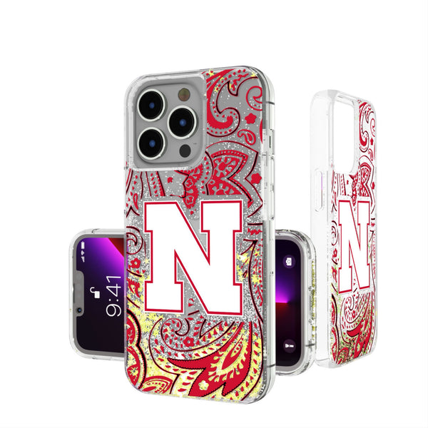 University of Nebraska Huskers Block N Paisley iPhone Glitter Phone Case