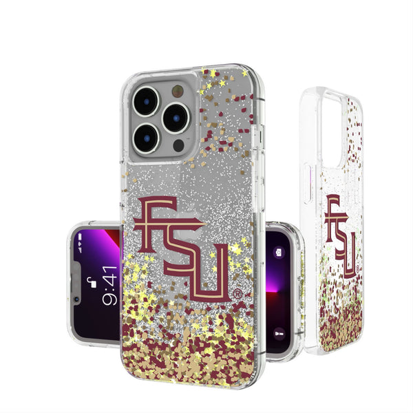 Florida State University Seminoles Athletic Wordmark Confetti iPhone Glitter Phone Case