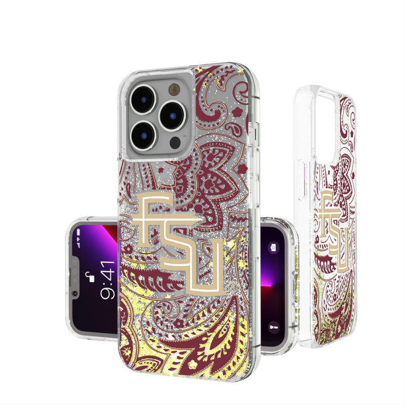 Florida State University Seminoles Athletic Wordmark Paisley iPhone Glitter Phone Case