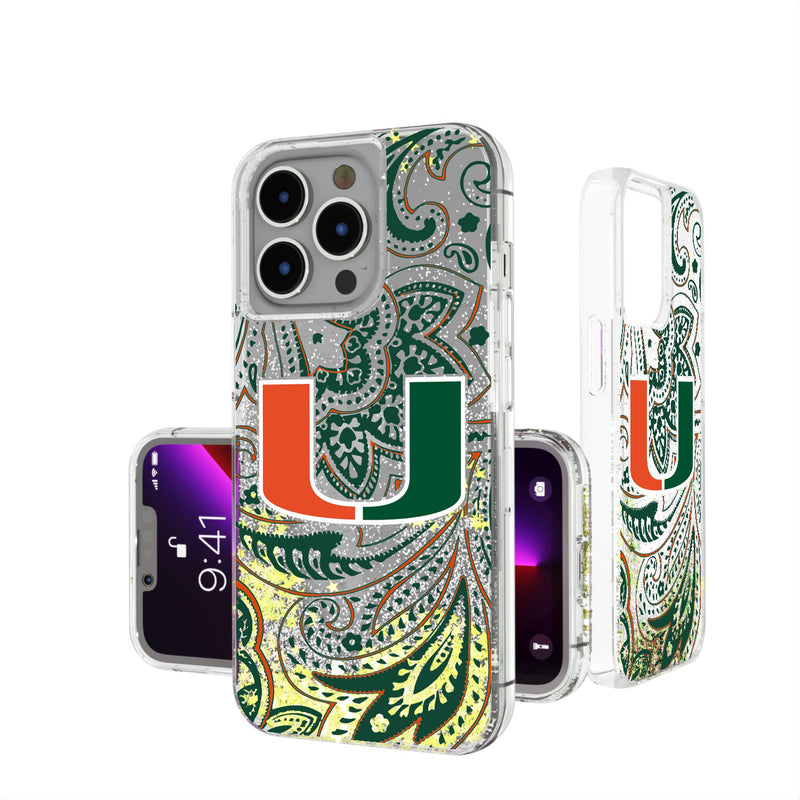 University of Miami Hurricanes Paisley iPhone Glitter Phone Case