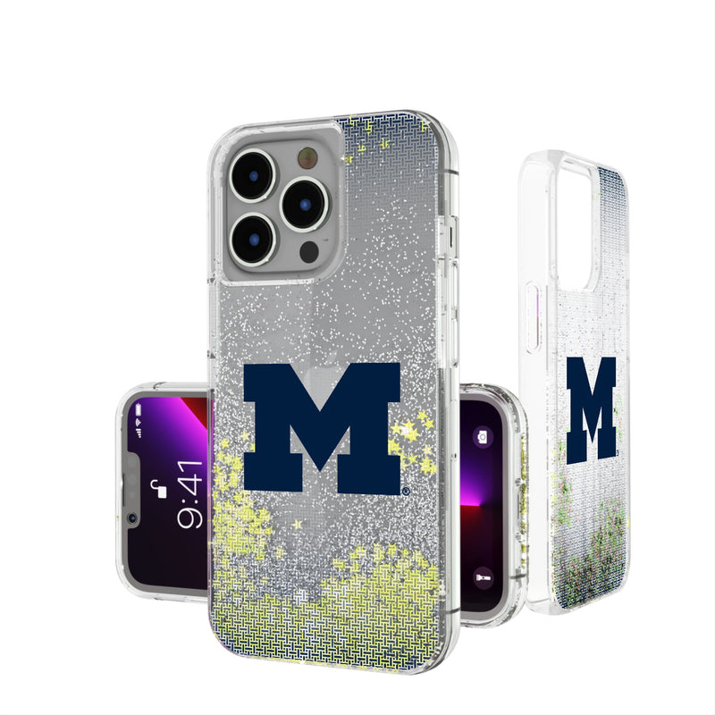 University of Michigan Wolverines Linen iPhone Glitter Phone Case