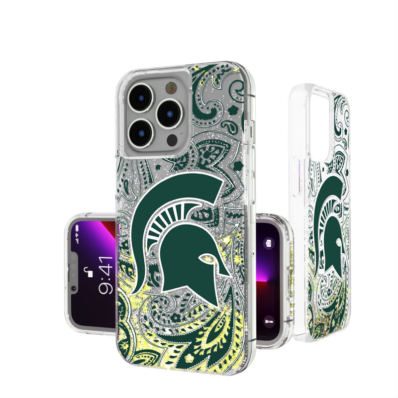 Michigan State University Spartans Paisley iPhone Glitter Phone Case