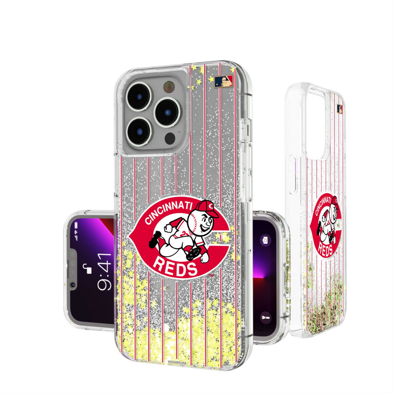 Cincinnati Reds 1974-1992 - Cooperstown Collection Pinstripe iPhone Glitter Phone Case