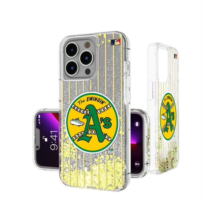 Oakland As 1971-1981 - Cooperstown Collection Pinstripe iPhone Glitter Phone Case