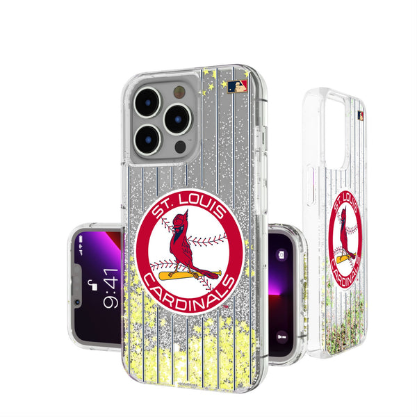 St Louis Cardinals 1966-1997 - Cooperstown Collection Pinstripe iPhone Glitter Phone Case