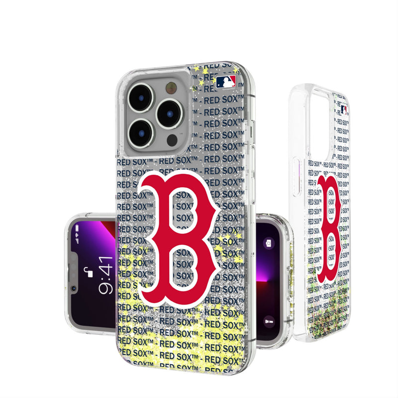 Boston Red Sox Text Backdrop iPhone Glitter Phone Case