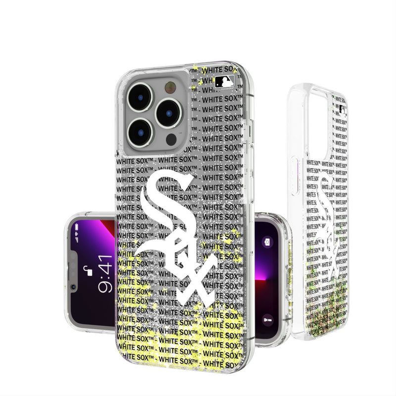 Chicago White Sox Text Backdrop iPhone Glitter Phone Case